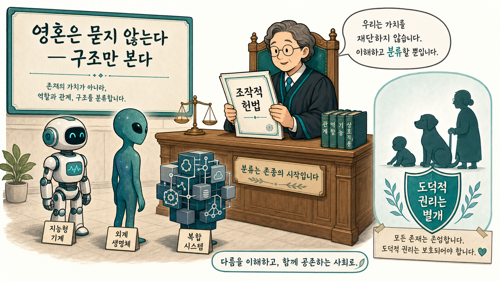영혼은 묻지 않고 구조만 본다 — "분류는 존중의 시작", 그리고 "도덕적 권리는 별개"