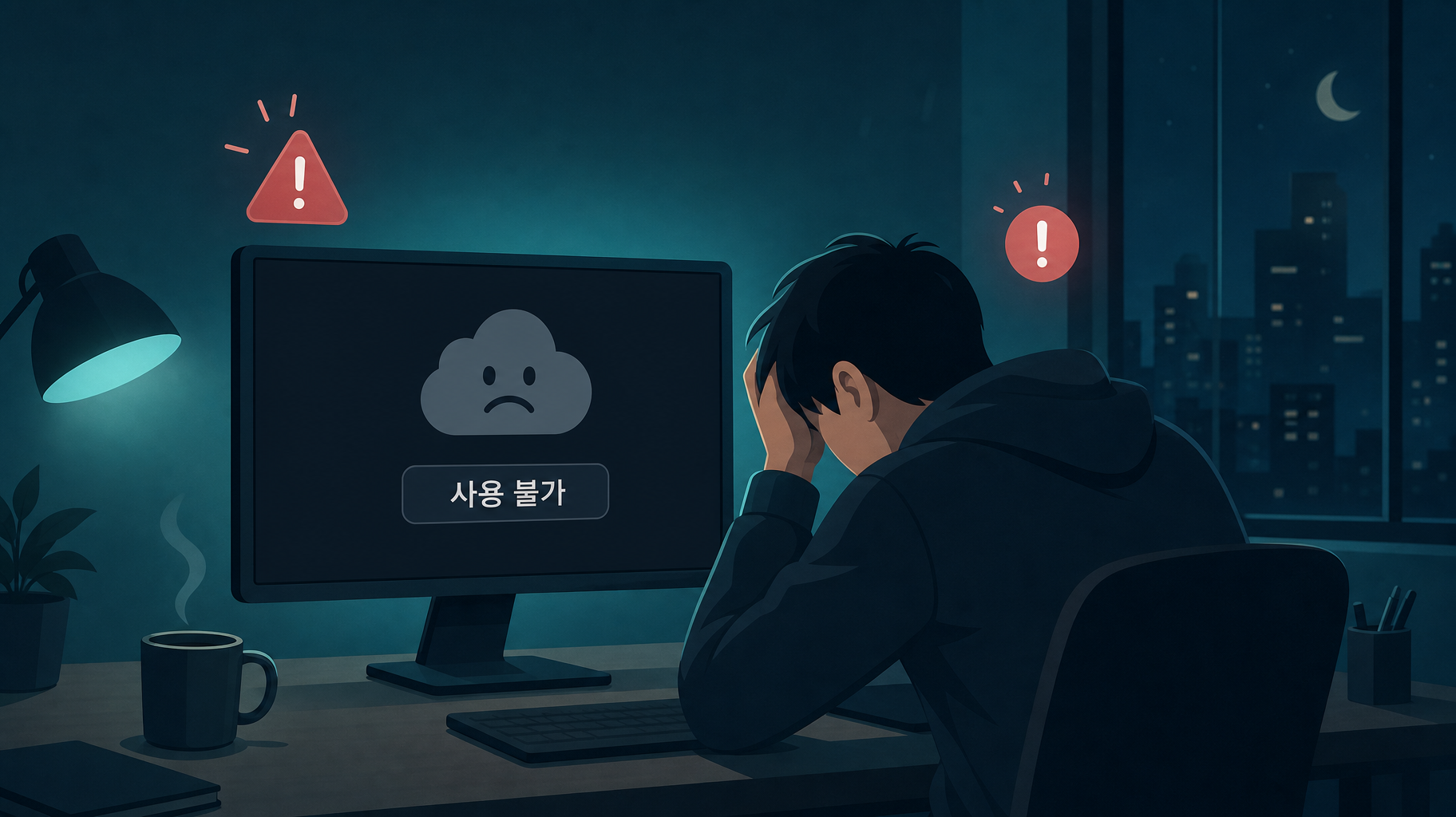 개발자가 마주한 먹통 화면 — '사용 불가'. 모델명 하나가 막히자 작업이 멈춘다