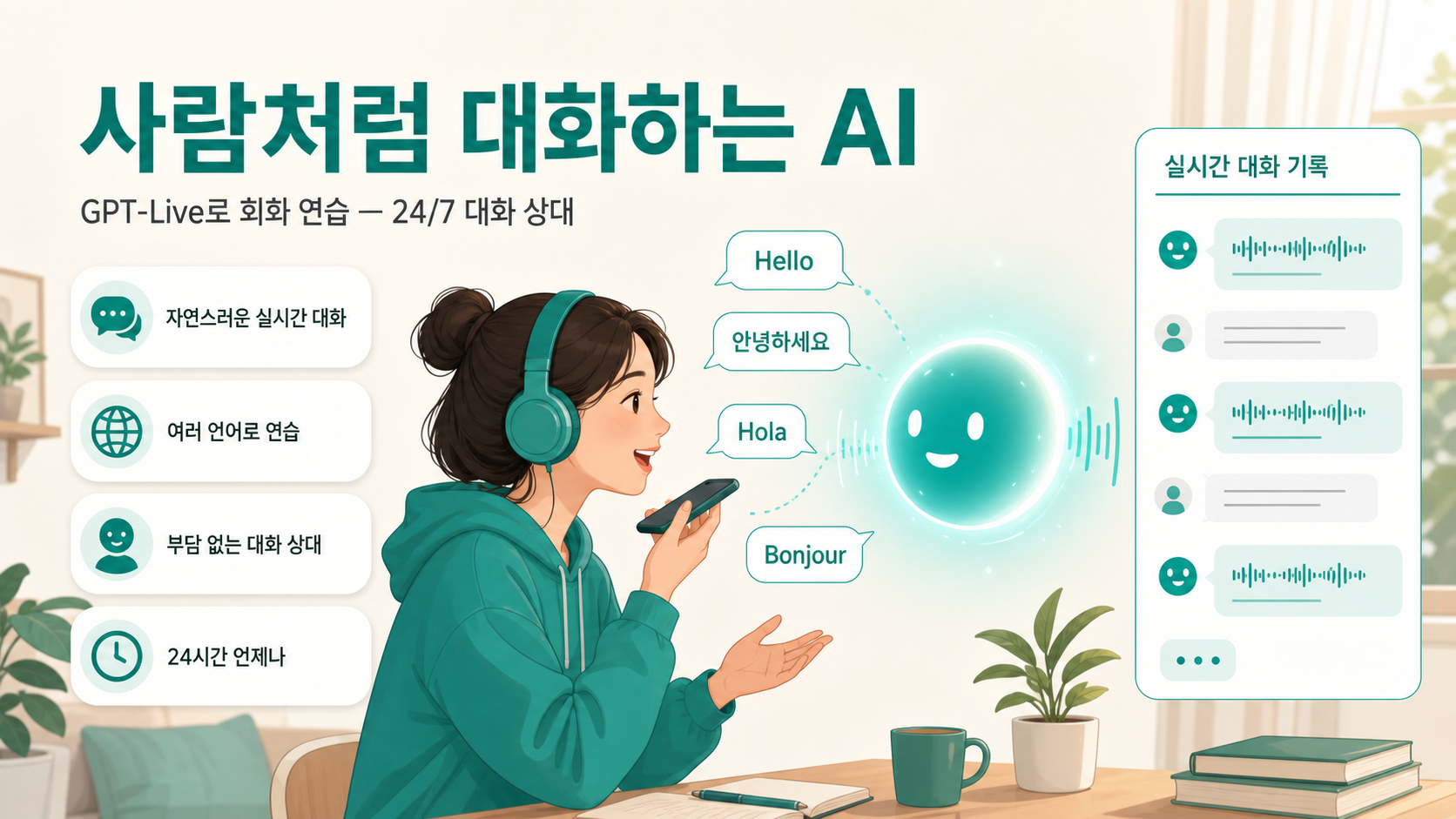 GPT-Live로 회화 연습 — 사람처럼 끼어드는 24/7 대화 상대