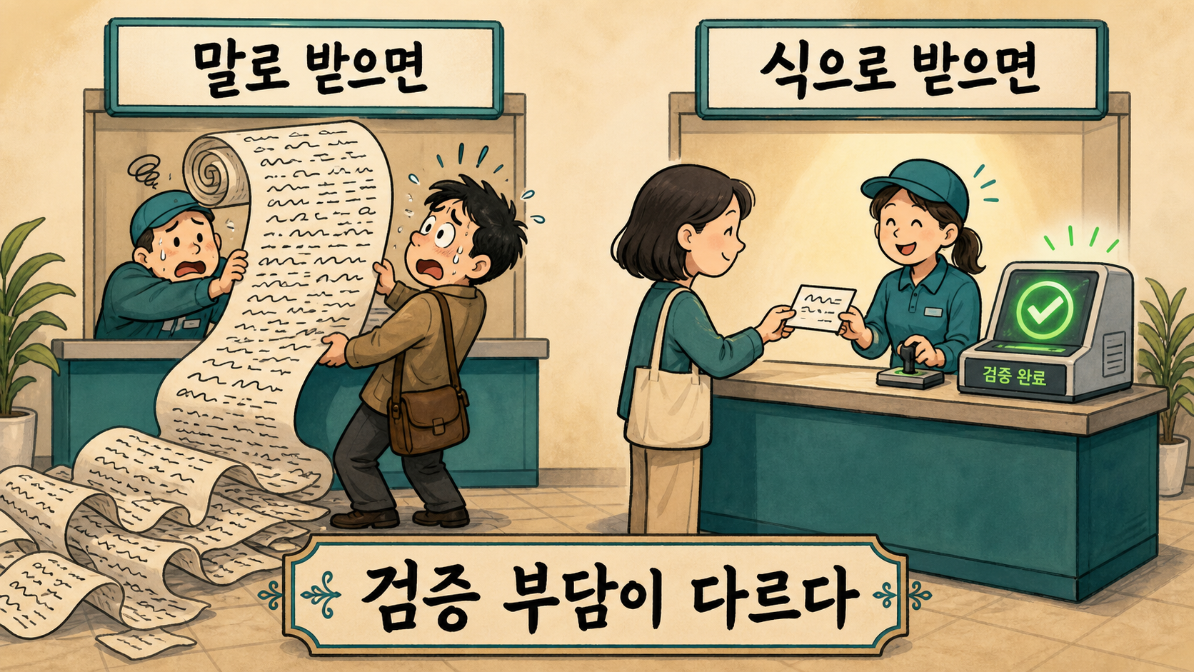 말은 검증이 어렵고, 식은 검증이 쉽다