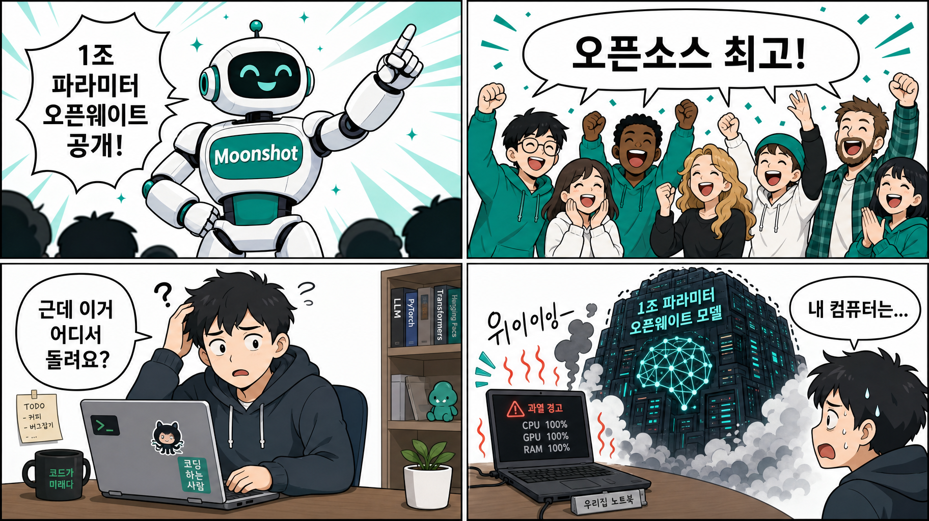1조 파라미터의 역설 — 오픈웨이트로 풀려도 개인 PC로는 감당하기 어렵다