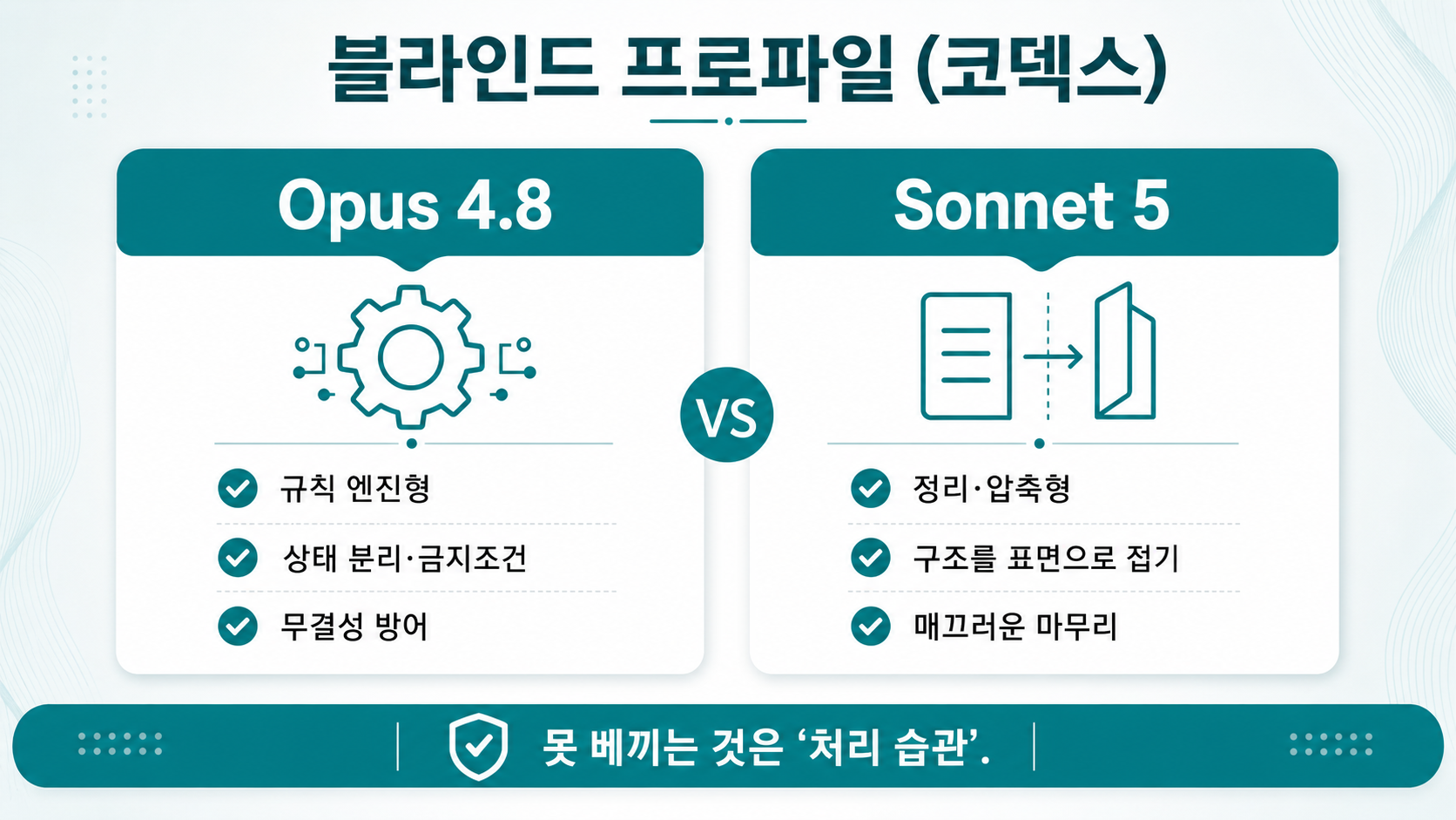 블라인드 프로파일 — Opus는 분리·잠그고, Sonnet은 접고 정돈한다