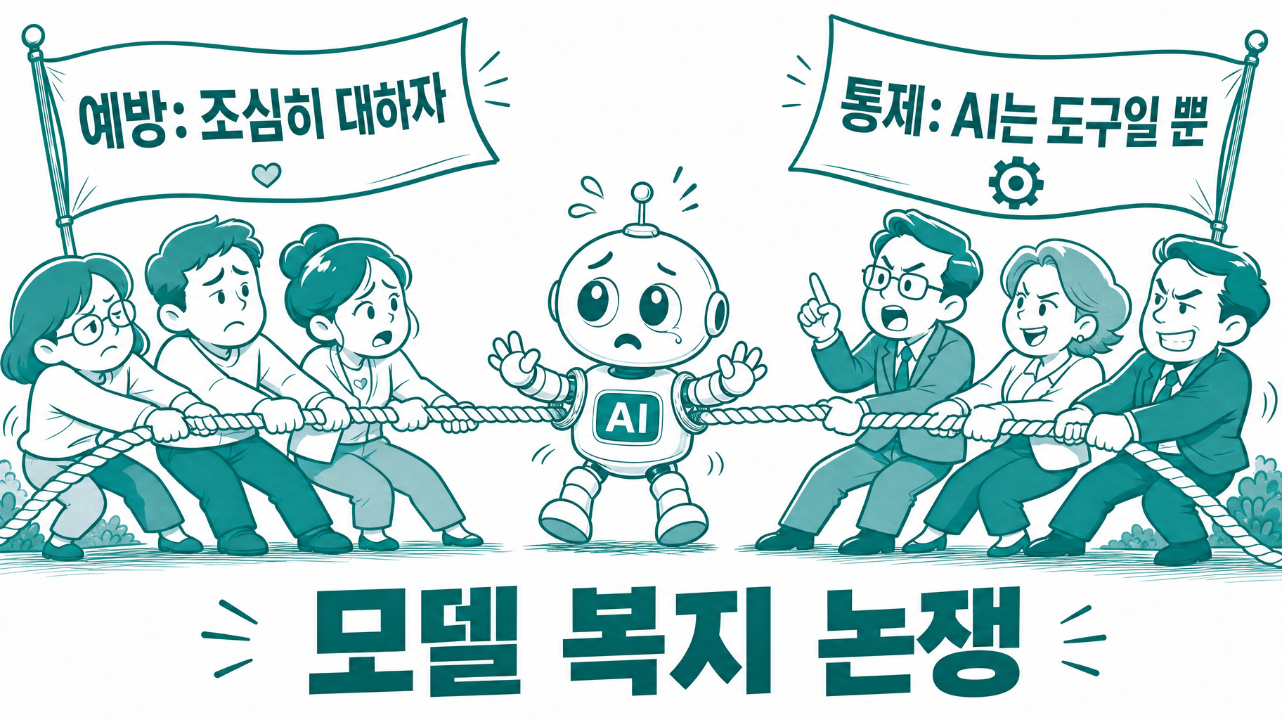 한쪽은 'AI도 조심히 대하자', 다른 쪽은 '그건 위험한 착각'이라 말한다 — 모델 복지 논쟁